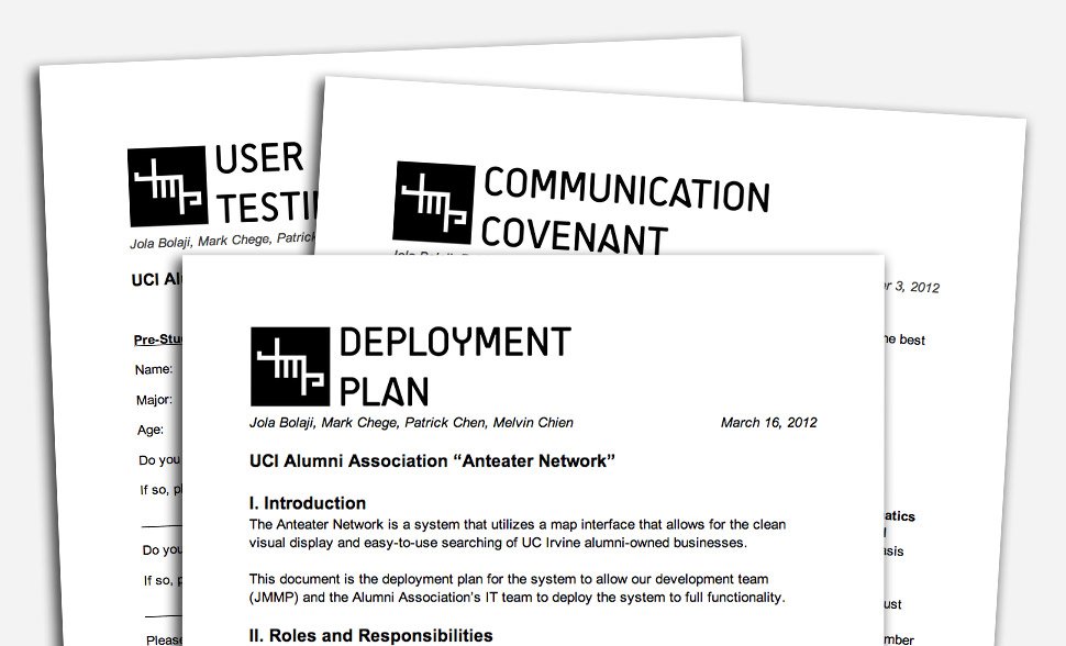 A variety of project documentation was produced including a project plan, communication covenant, risk analysis, and deployment plan.